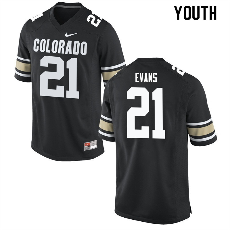 Youth #21 Kyle Evans Colorado Buffaloes College Football Jerseys Sale-Home Black